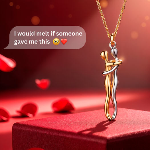 Unisex Black Silver Metal Pendant Love Style Hug Necklace for Men and Women