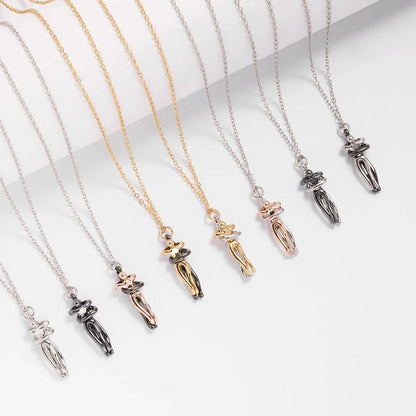 Unisex Black Silver Metal Pendant Love Style Hug Necklace for Men and Women